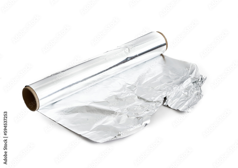 aluminium foil paper sheet food grade isolated on white background