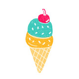 ice cream cone with cherry