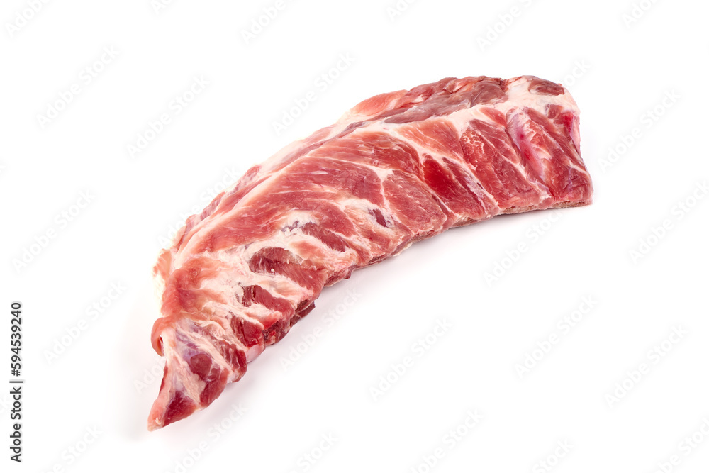 Pork belly ribs, isolated on white background.