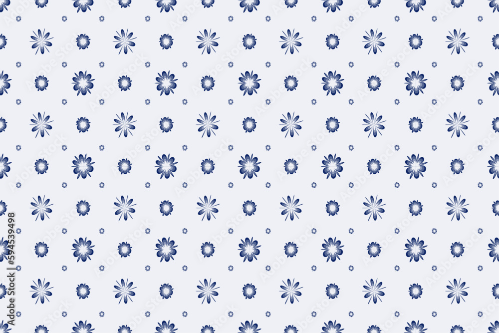 Blue Seamless pattern with spring flowers yellow Floral background in flat style