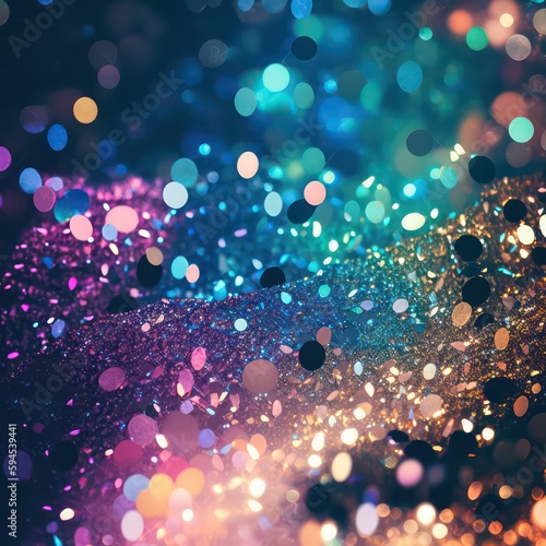 Sparkly glitter wallpaper background. Wallpaper background of colourful glitter. Glitter sparkly with blurred light effect. Generative AI.