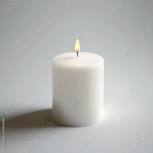 White candle. 3d art of candle illustration. Minimal spa candle. Generative AI.