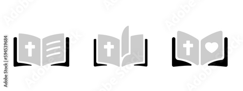 Open bible book icon pictogram set illustration