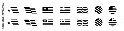 USA flag icon set isolated illustration
