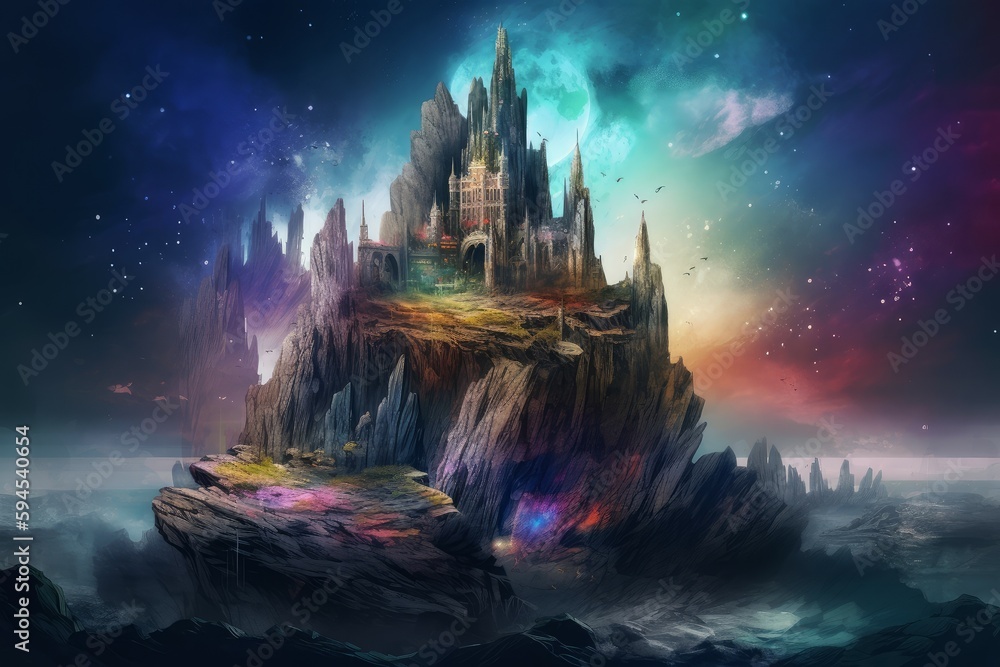 Fototapeta premium Rock medieval castle. Generate Ai
