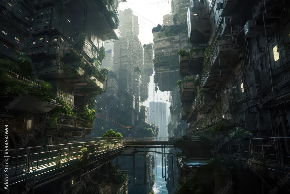 Ancient city in next 500 years. Floating sky city in old theme. Generative AI.