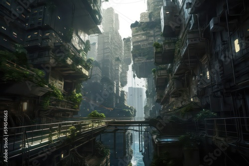 Ancient city in next 500 years. Floating sky city in old theme. Generative AI. © SaraY Studio 
