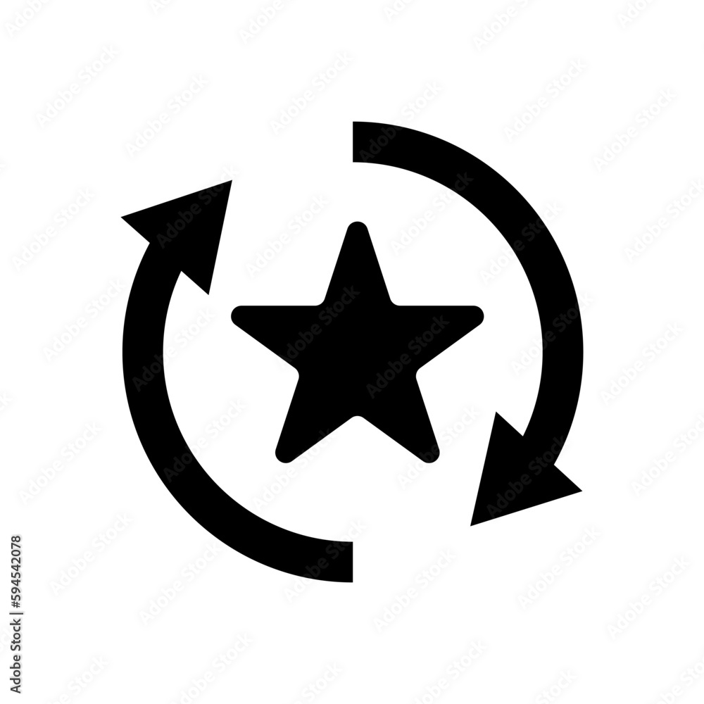 Rotating arrows and star silhouette icon. Vector. Rotating arrows and star silhouette icon. Vector.