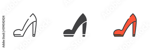 High heel shoes different style icon set