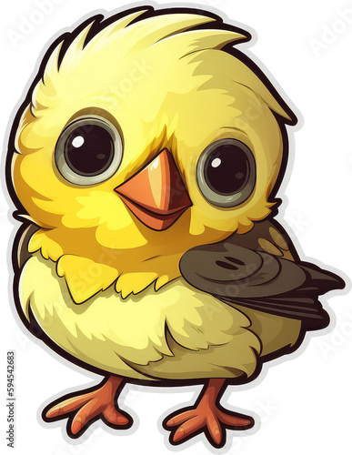 Funny and cute bird transparency sticker, American Goldfinch.