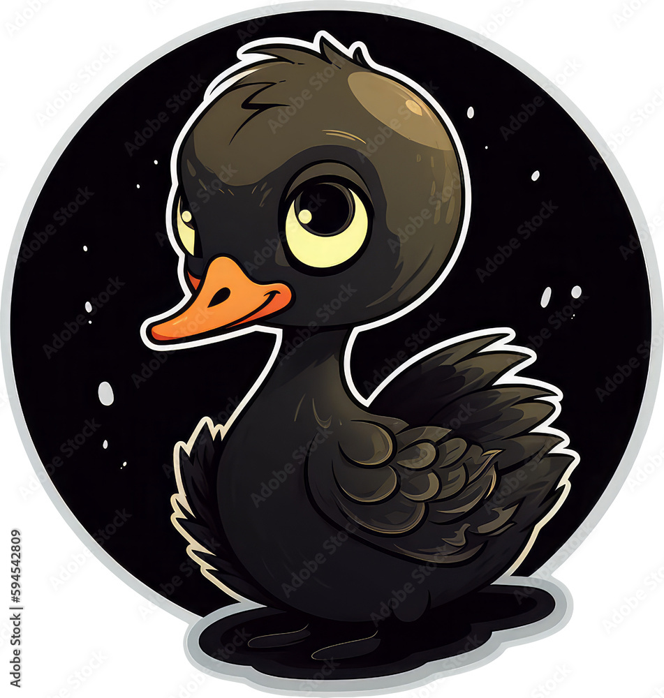 Funny and cute bird transparency sticker, Black Swan. Funny and cute bird transparency sticker, Black Swan.
