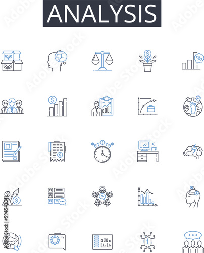 Analysis line icons collection. Leadership, Vision, Management, Strategy, Innovation, Influence, Direction vector and linear illustration. Decisiveness,Authority,Responsibility outline signs set