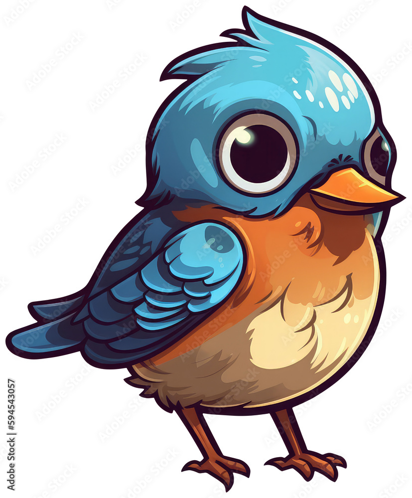 Funny and cute bird transparency sticker, Eastern Bluebird.