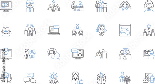 Customer advocacy line icons collection. Loyalty, Advocacy, Satisfaction, Referral, Trust, Engagement, Retention vector and linear illustration. Empowerment,Recognition,Feedback outline signs set