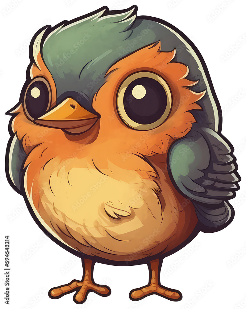 Funny and cute bird transparency sticker, European Robin. Funny and cute bird transparency sticker, European Robin.