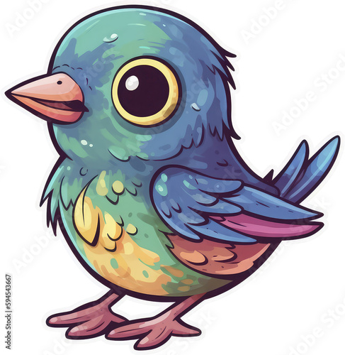 Funny and cute bird transparency sticker, Painted Bunting. photo