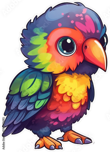 Funny and cute bird transparency sticker  Rainbow Lorikeet.