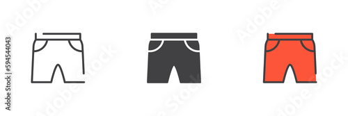 Summer shorts different style icon set