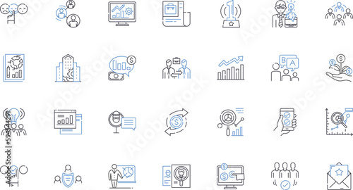 Sales boost line icons collection. Promotion , Incentive, Discounts, Campaign, Conversion, Upsell, Cross-sell vector and linear illustration. Display,Outreach,Pitch outline signs set
