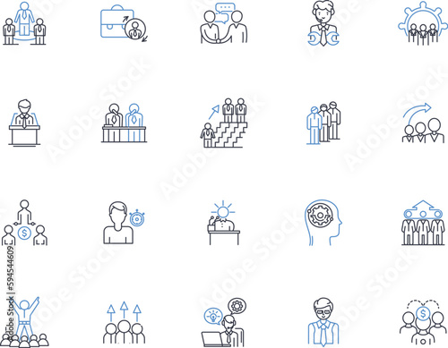 Male entrepreneurship line icons collection. Visionary, Innovative, Risk-taker, Ambitious, Resilient, Creative, Adaptable vector and linear illustration. Determined,Strategic,Driven outline signs set