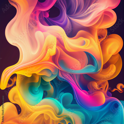 Acrylic colors colorful smoke on abstract background. Generative AI.
