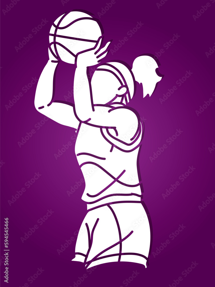 Basketball Sport Female Player Action Cartoon Graphic Vector Basketball Sport Female Player Action Cartoon Graphic Vector