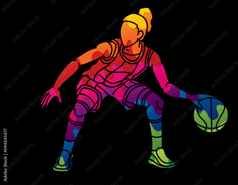 Basketball Sport Female Player Action Cartoon Graphic Vector Basketball Sport Female Player Action Cartoon Graphic Vector