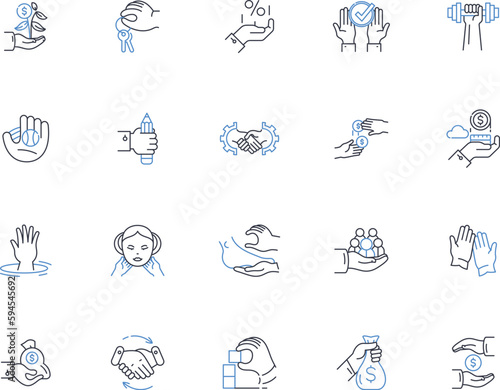 Upswing line icons collection. Improve, Growth, Ascend, Soar, Advance, Rise, Boost vector and linear illustration. Surpass,Flourish,Progress outline signs set