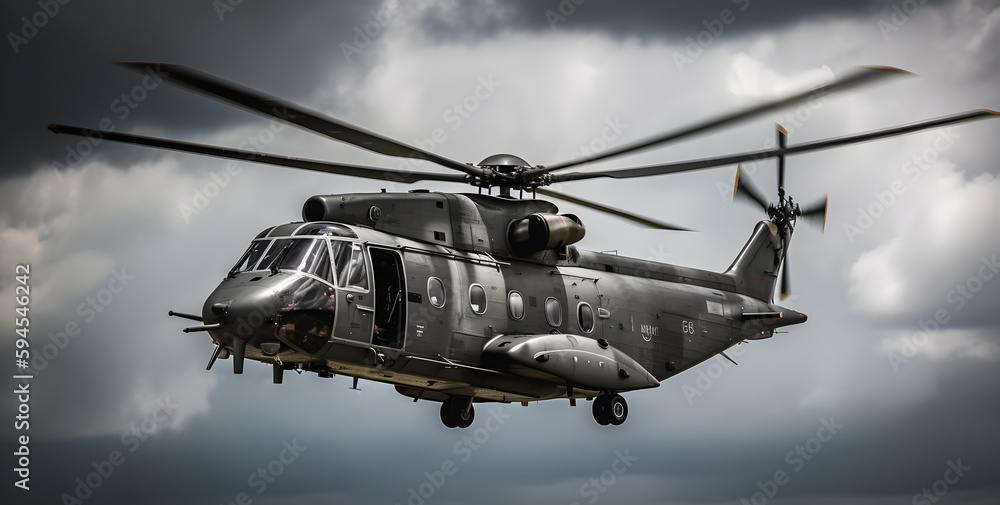 Military Helicopter in action, made with an generative AI Military Helicopter in action, made with an generative AI