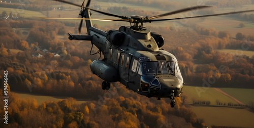 Military Helicopter in action, made with an generative AI