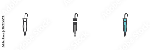Closed umbrella different style icon set