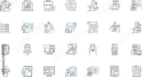 Banking line icons collection. Account, ATM, Balance, Bill, Branch, Card, Check vector and linear illustration. Credit,Debit,Deposit outline signs set