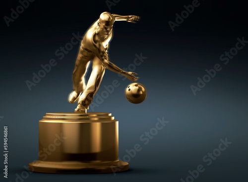 Gold Statue of a Bowling bowler