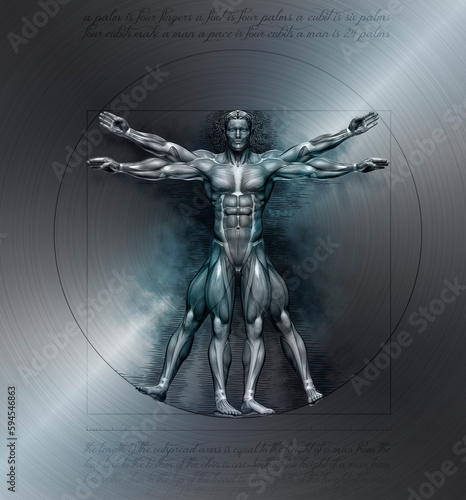 Muscles of a vitruvian man for study photo