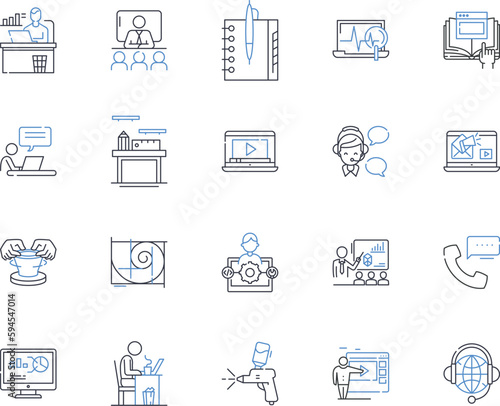 Combined approach line icons collection. Synthesis, Integration, Collaboration, Fusion, Alliance, Hybrid, Convergence vector and linear illustration. Unification,Harmony,Multi-disciplinary outline