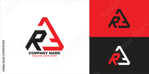 letter ra triangle logo design vector illustration template