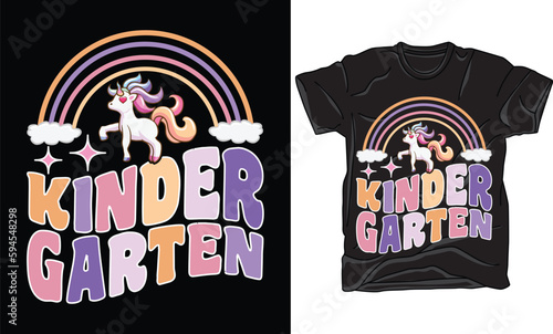 Kinder Garten Back to School SVG Typography Colorful T-shirt Design Vector Template. Hand Lettering Illustration And Printing for T-shirt, Banner, Poster, Flyers, Etc.