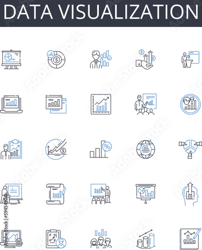 Data visualization line icons collection. Fabric, Color, Texture, Style, Accessories, Fashion, Artistic vector and linear illustration. Detail,Interpretation,Performance outline signs set