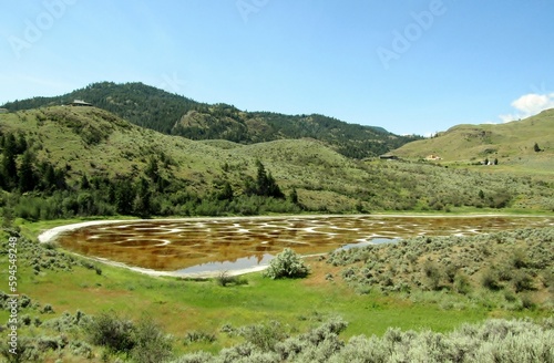 Spotted lake near the city of Osoyoos, Okanagan Valley, British Columbia, Canada photo