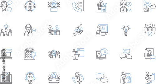 Career labor line icons collection. Employment, Job, Workforce, Skillset, Salary, Industry, Proficiency vector and linear illustration. Occupation,Vocation,Trade outline signs set