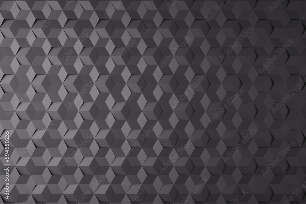 Fototapeta premium ฺBlack seamless hexagon background, Abstract geometric seamless pattern design, 3d rendering