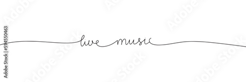 Live music one line continuous phrase. Single line vector illustration.