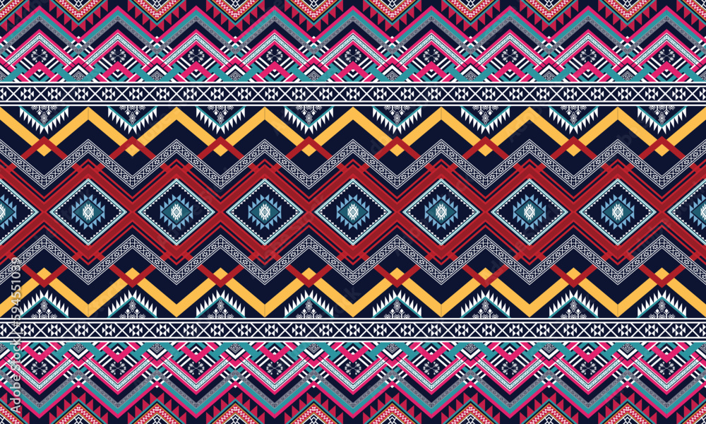 Geometric ethnic pattern vector background. seamless pattern traditional,Design for background, wallpaper, Batik, fabric, carpet, clothing, wrapping, and textile. Colorful ethnic pattern illustration