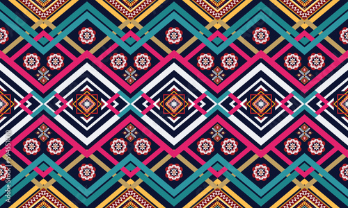 Wallpaper Mural Geometric ethnic pattern vector background. seamless pattern traditional,Design for background, wallpaper, Batik, fabric, carpet, clothing, wrapping, and textile. Colorful ethnic pattern illustration Torontodigital.ca