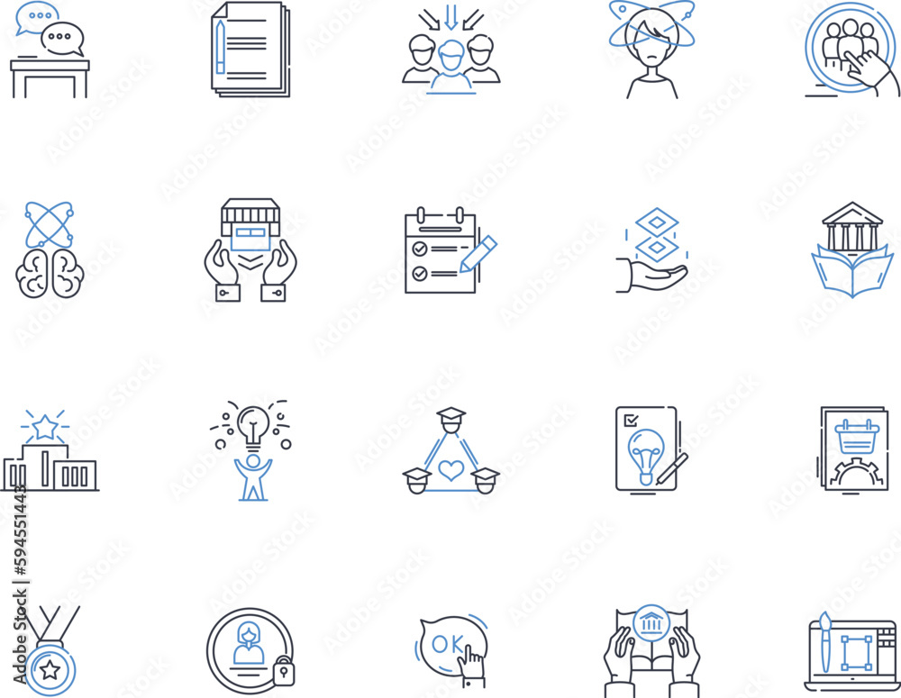 Development hub line icons collection. Innovation, Progress, Advancement, Growth, Improvement, Evolution, Creativity vector and linear illustration. Success,Collaboration,Empowerment outline signs set
