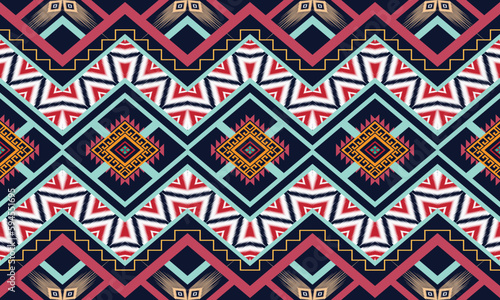 Wallpaper Mural Geometric ethnic pattern vector background. seamless pattern traditional,Design for background, wallpaper, Batik, fabric, carpet, clothing, wrapping, and textile. Colorful ethnic pattern illustration Torontodigital.ca
