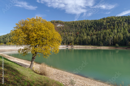 View of Coredo lake Val di Non valley  Trentino  Italy