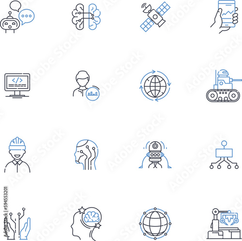 Google AdWords line icons collection. Campaigns, Keywords, Clicks, Impressions, PPC, Advertisements, ROAS vector and linear illustration. Conversion,Budget,Quality Score outline signs set