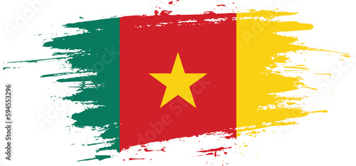 Creative hand-drawn brush stroke flag of CAMEROON country vector illustration