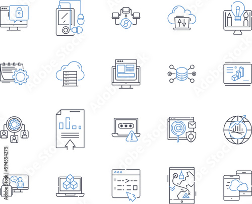 Website design line icons collection. Aesthetics, Navigation, Layout, Responsiveness, Usability, Simplicity, Consistency vector and linear illustration. Branding,Typography,Colors outline signs set